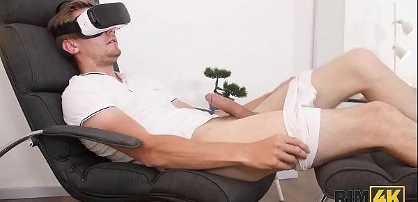 RIM4K. Man watches VR porn till GF comes to be nailed and lick ass